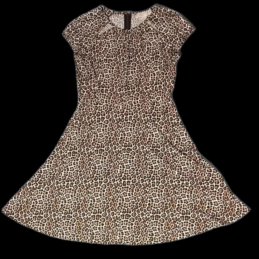 Michael Kors Fit And Flare Dress Womens Size S Leopard Animal Print Open Slit